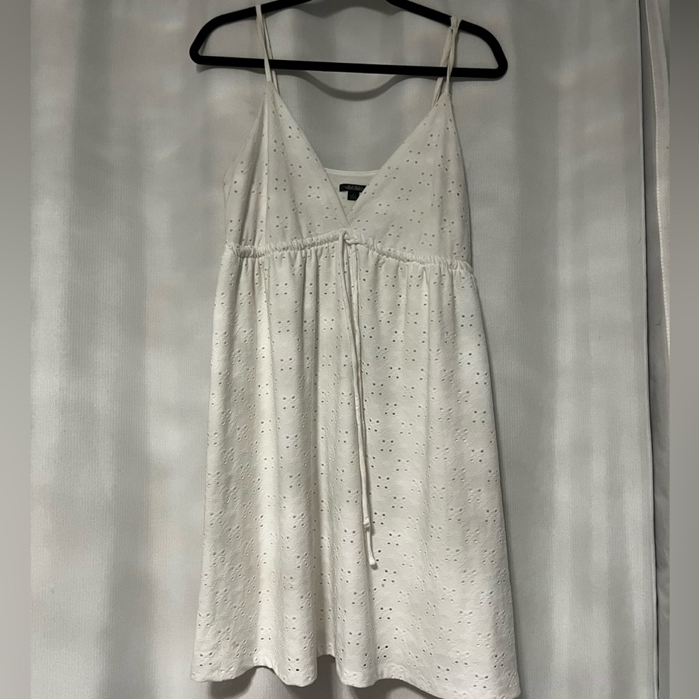 White eyelet jersey dress